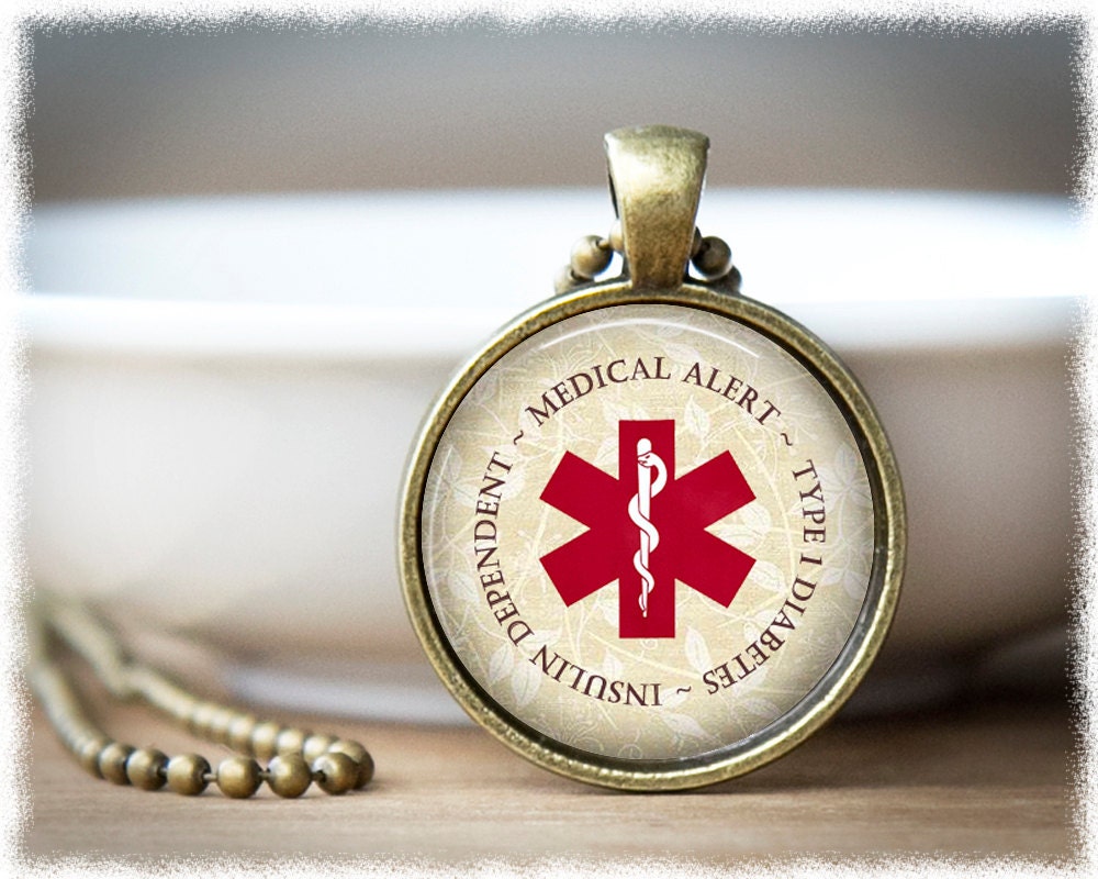 Diabetes Necklace Medical Alert Jewelry Type 1 by SuedeSentiment