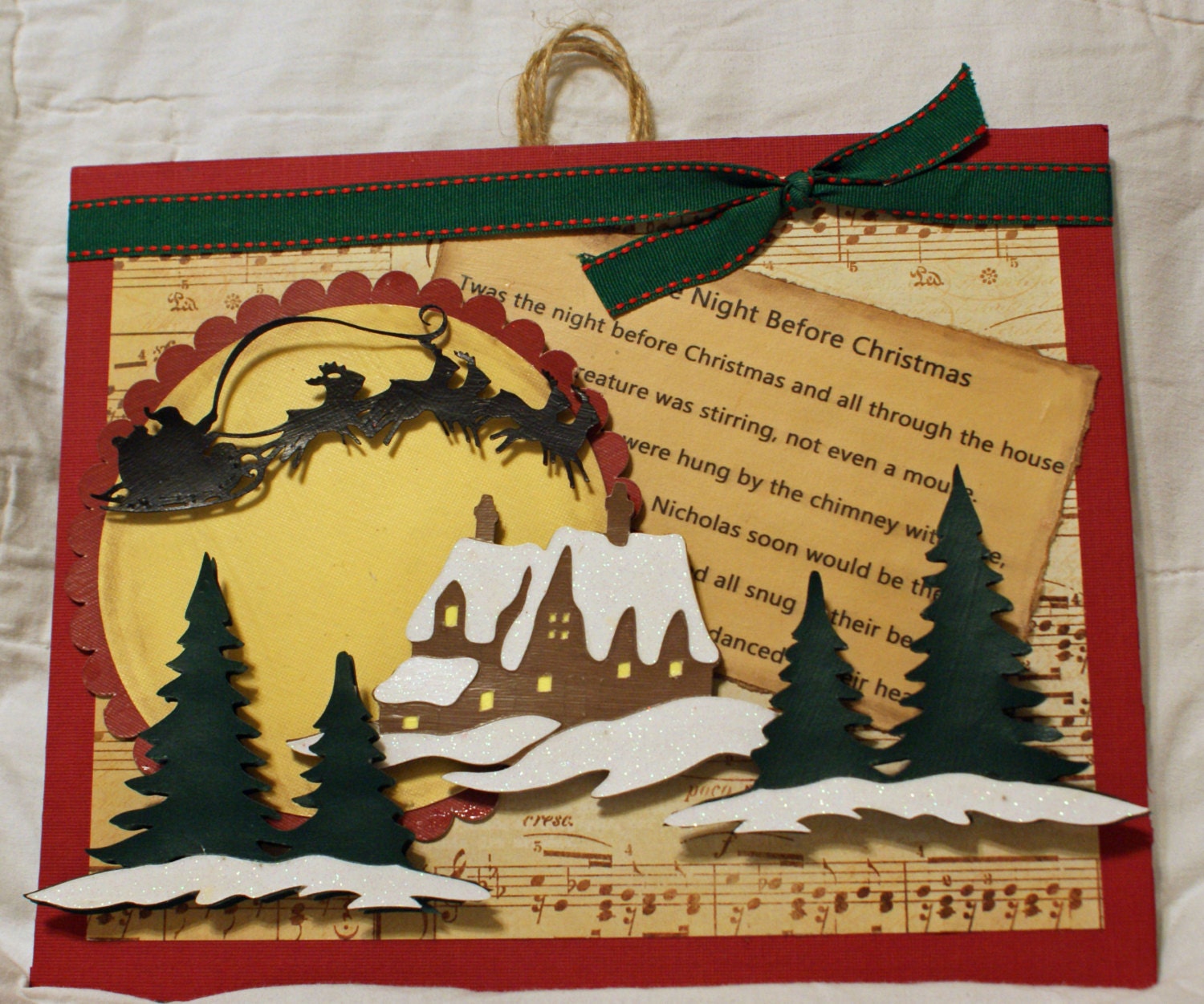 Handmade canvas Christmas scene picture