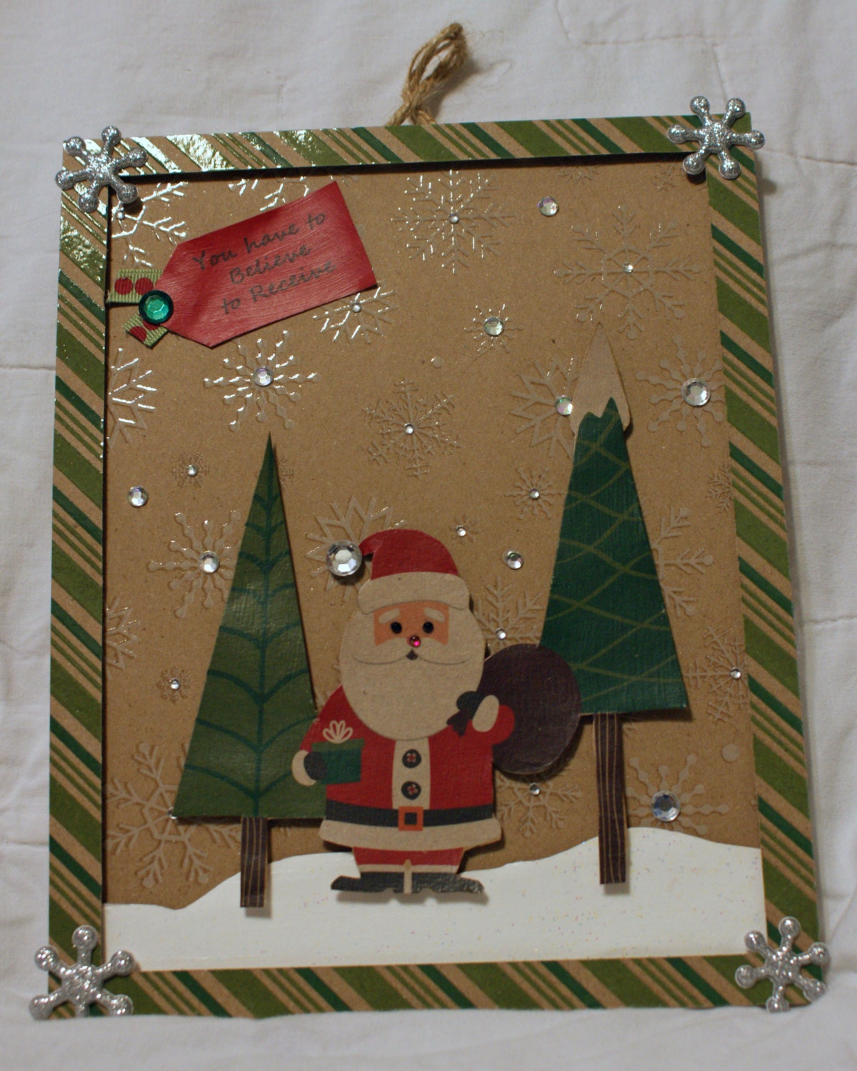 Handmade folk art Santa picture