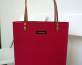 Spring rouge Handbag Tote / red/Leather straps / your initials/ bag tote canvas / Summer, handbag, purse / Tote fabric bag. Retro . Fashion.