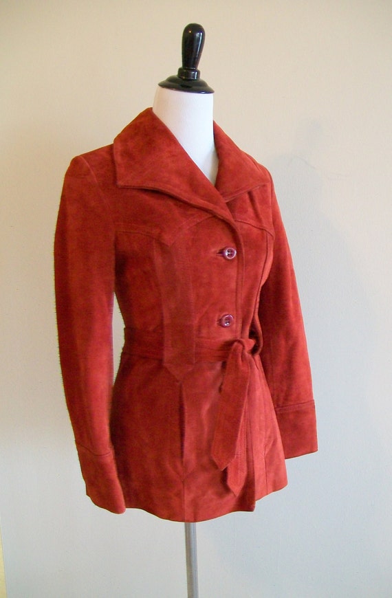 Ladies Vintage Rust Colored Suede Jacket by thelittlegrasshut