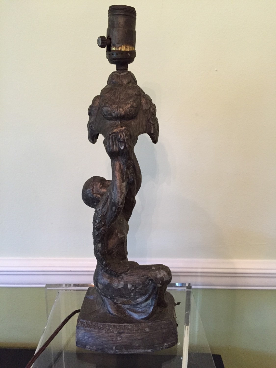 ART DECO LAMP Woman Making an Offering Art Nouveau Antique