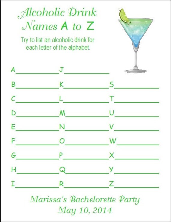 24 Personalized Alcoholic Drink Names AZ Bachelorette by Print4U