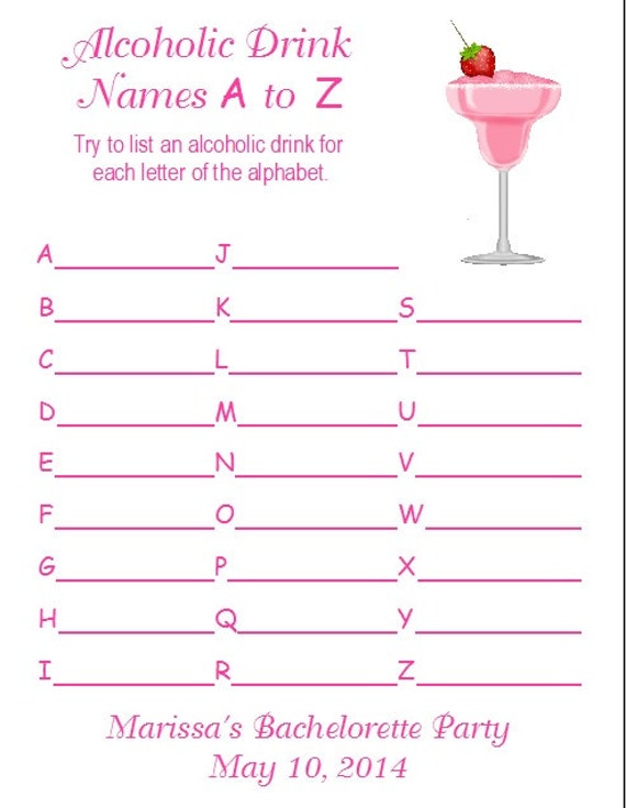 24 Personalized Alcoholic Drink Names AZ Bachelorette by