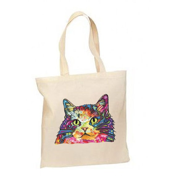 Artsy Neon Cat New Lightweight Cotton Tote Bag Gifts Events