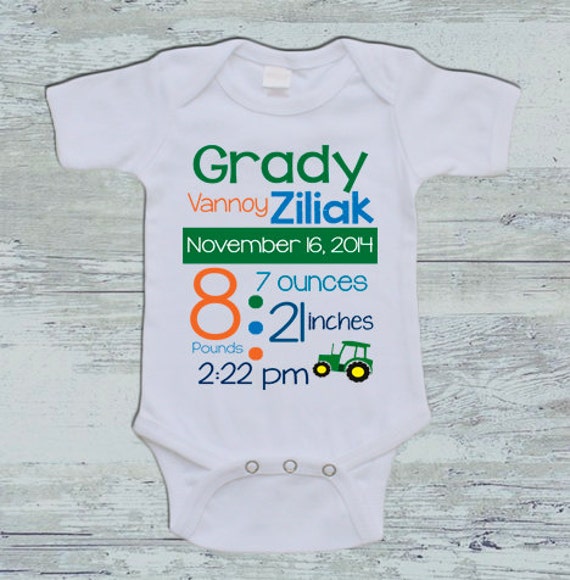Items similar to Baby Onesie Birth Announcement Personalized