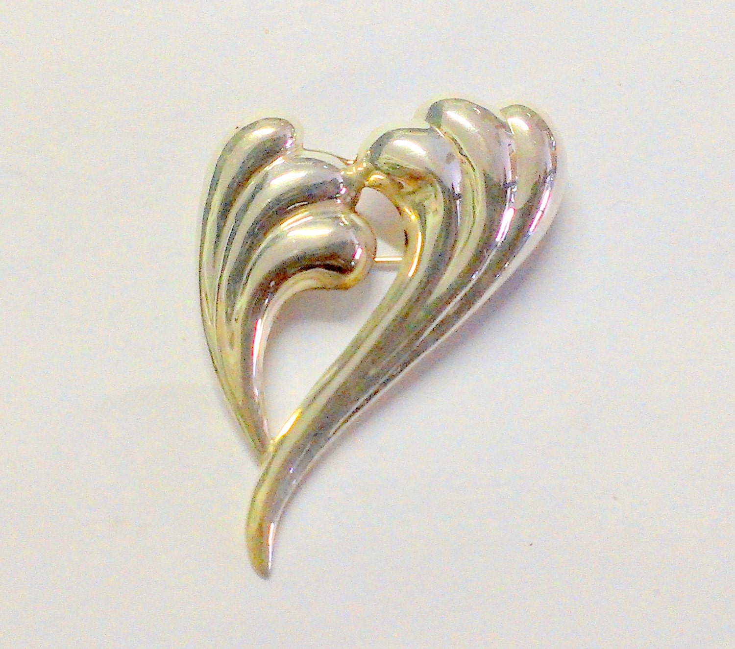 Modern Heart Sterling Silver Brooch / Pin by TrendyTreasures1