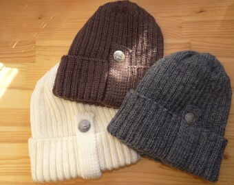Fisherman beanie - fisherman's hat - wool beanie - wool hat - handknit beanie -winter hat - adult beanie - unisex ribbed beanie