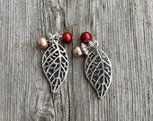 Fall Leaves silver tone earrings nature for her gift ideas  winter trends winter finds