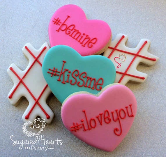 Valentines Day Hashtag Conversation Heart by SugaredHeartsBakery