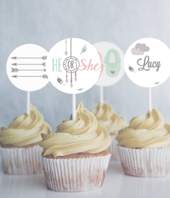 Tribal Baby Shower Cupcake Toppers Set Of 12 Instantly