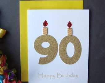 90th Birthday Card, 90th Milestone Birthday Card, 90th Birthday Greeting Card, Ninetieth Happy Birthday Greeting Card, The Big 90 Card
