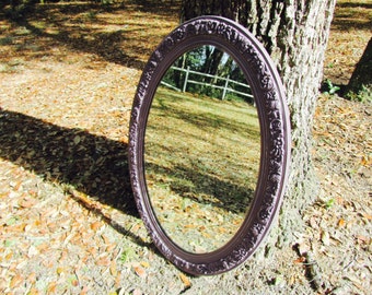 Beautiful Purple Shabby Chic Mirror, Vintage Mirror, Filgree Mirror, Nursery Mirror, Shabby Chic Mirror, Plum Mirror, Ornate Mirror