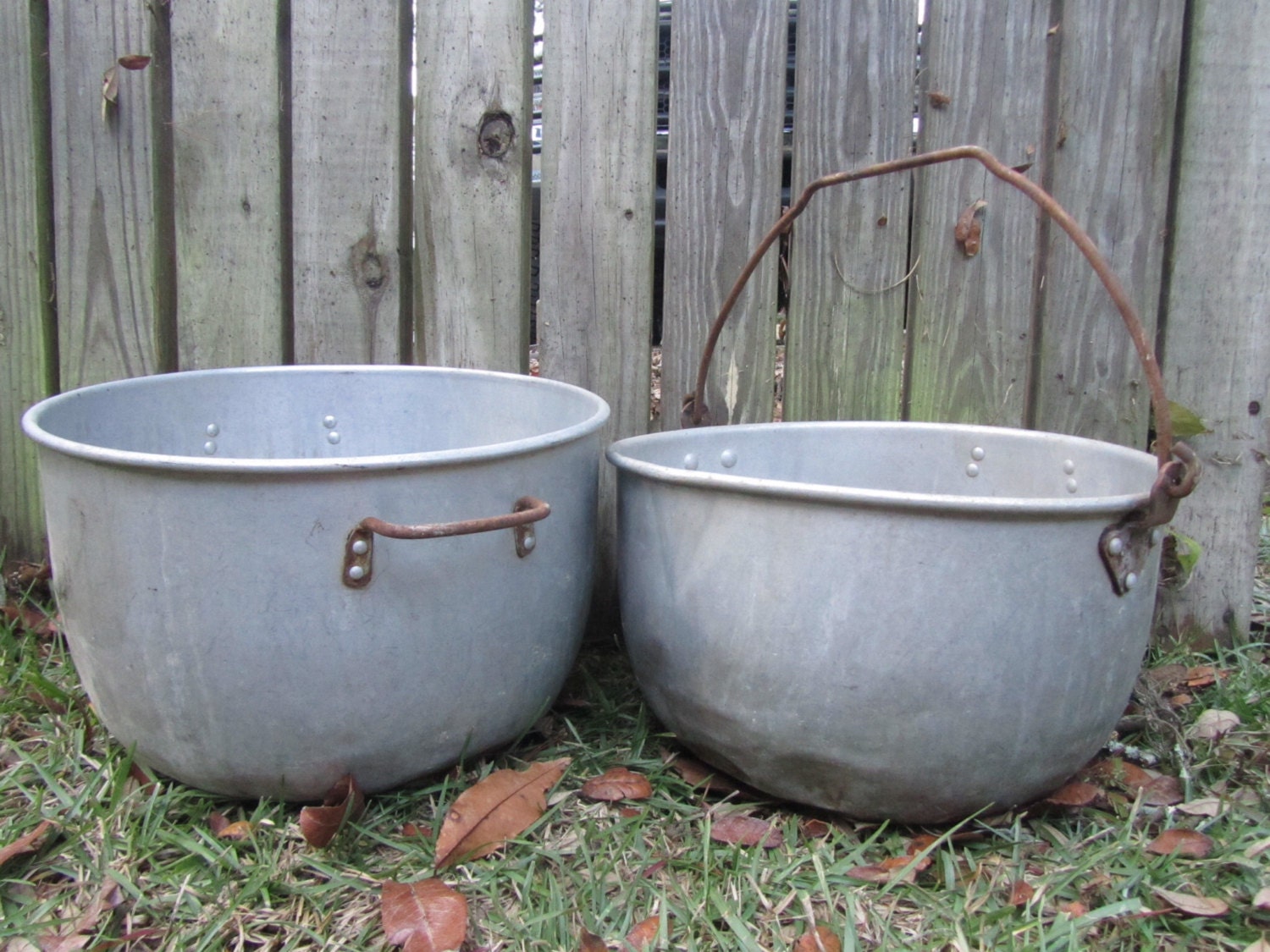 Primitive Aluminum Wash Pot Large Antique Cooking Pot