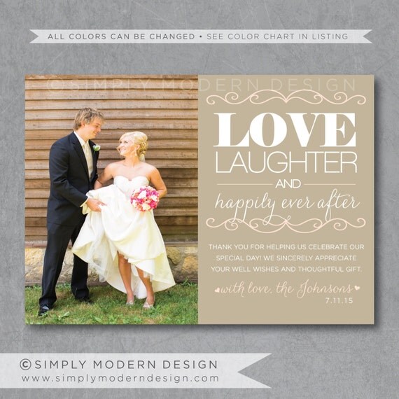 modern wedding thank you card unique thank by SimplyModernDesignCo