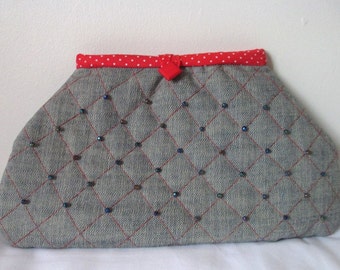 red quilted clutch bag