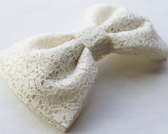 Lace Hair Bow - Cream Lace Hair Bow - Lace Bow Tie - Cream Bow - Cream Hair Bow - Cream Bow Tie - Holiday Hair Bows - Holiday Bows