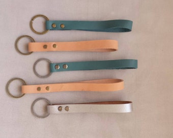 Simple Leather Loop Key Ring / Key Fob / Key Holder, Womens and Mens