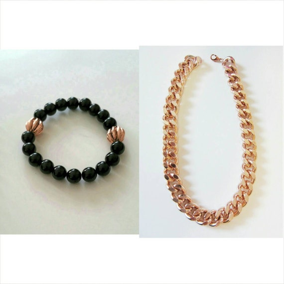 Bracelet Rose gold bracelet Filled by chunky rose Chain appetite4chic Gold & Chunky Set