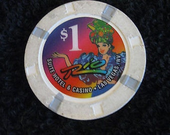 Rio Suite & Casino Las Vegas NV 1 Dollar Chip Obsolete Collectible Vintage CL7-9