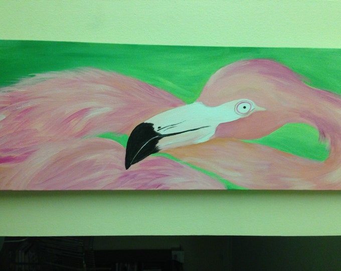Flamingo Beauty - 8" x 24" canvas - can be Displayed Up and Down or Side to Side