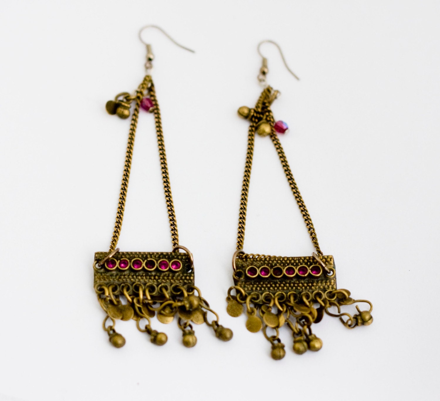 tribal chandelier earrings very long earrings with old Afghan