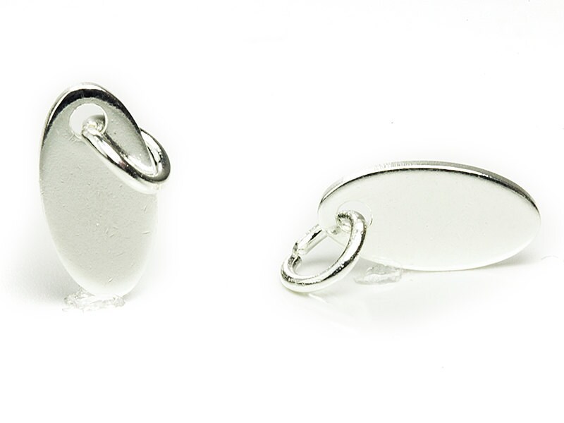 Sterling Silver Plated Blank Jewelry Tag Oval Blank Disc Tags