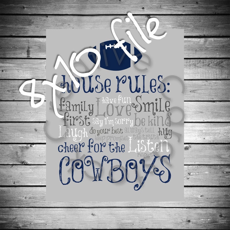 Dallas Cowboys House Rules 8x10 INSTANT Digital Copy