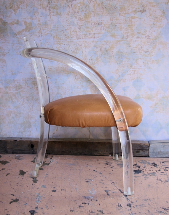 Acrylic Lucite Vintage Vanity Side Chair w by VintageRescues