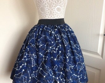 Ladies or girls Glow in the Dark Constellations skater style skirt