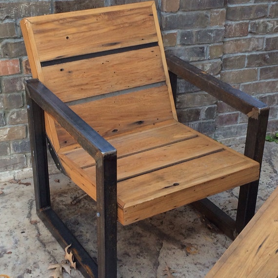 Reclaimed Wood and Steel Outdoor Chair