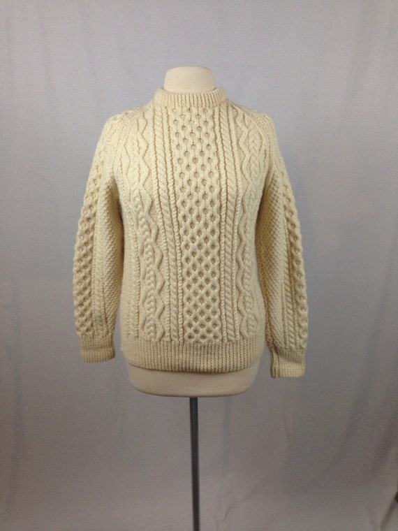 Vintage Irish Wool Fisherman Cableknit Sweater by FionasHardGoods