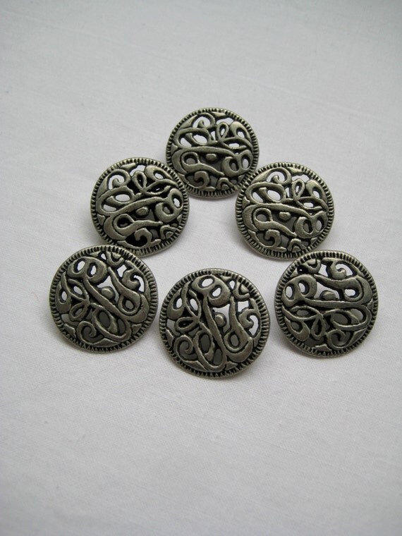 Vintage Buttons Metal Shank Silver Tone Buttons by missussewnsew