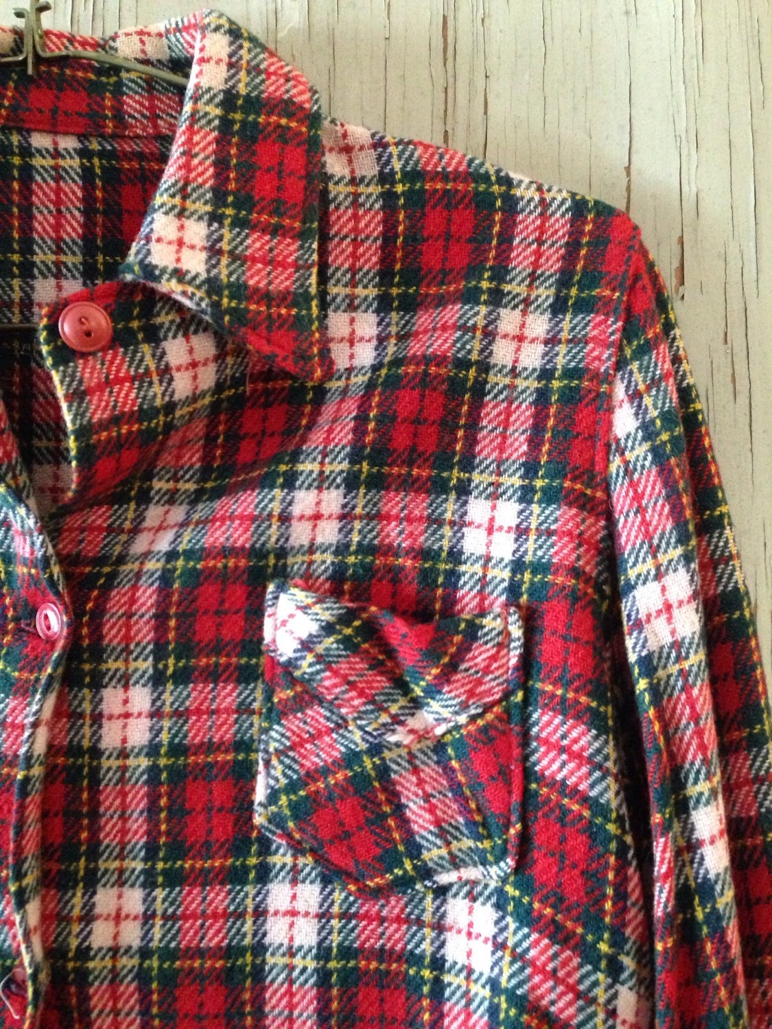 vintage handmade red flannel button-up shirt