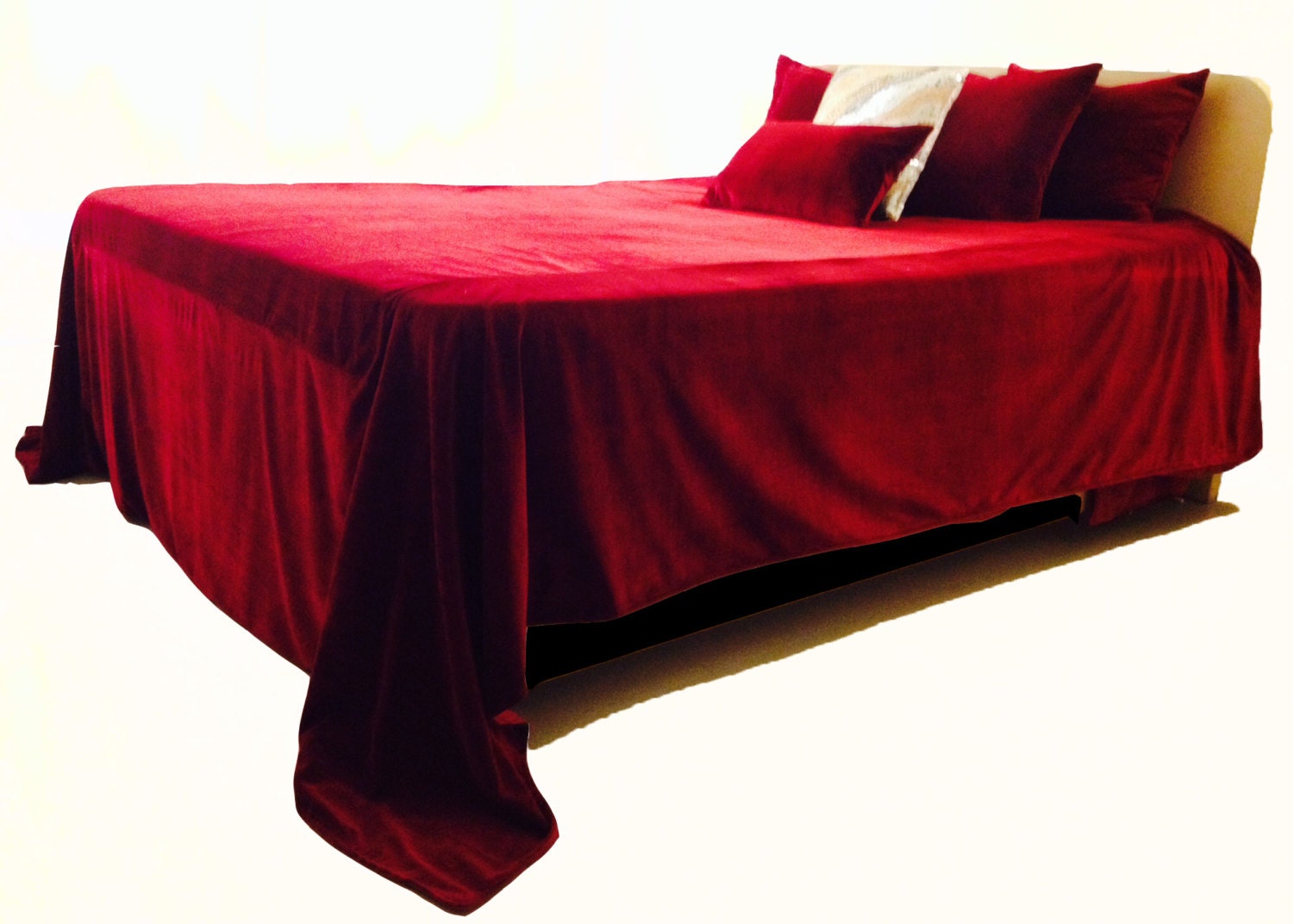 Luxury Dark Red Bedspread 5 Pillow Cover Couture Luxe Velvet