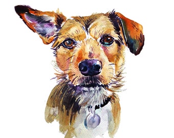 Pet Portrait Custom Pet Portrait Custom Portraits Original Painting Dog Art Watercolor Painting - Gift Art - Dogs