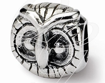 Sterling Silver Reflections Owl Head Bead (rb - 377)