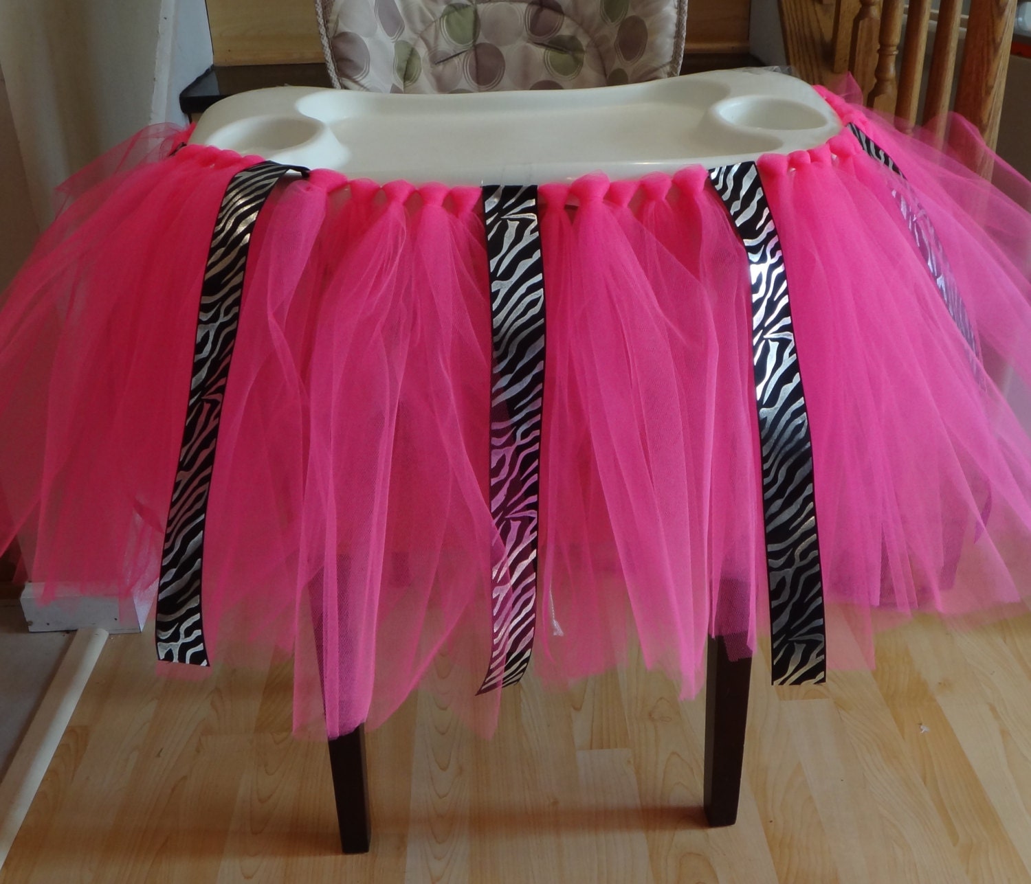 zebra high chair tutu skirt bib table skirt cake smash