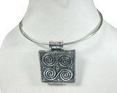 Retro Style Boho Silver Tone Metal Statement Necklace Choker Necklace