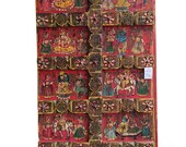 Indian doors Antique old patina Ganesha door Panel red yoga spa meditation decor