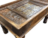 Antique Coffee Table, Vintage Coffee Table, Rustic Coffee Table-Mughal Inspired Indian Furniture