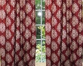 Patterned Curtains luxurious Rust Drapes drapery Window Panels PAIR Tab Top 96 inch