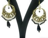 Indian Earring Bollywood Style Black Gold Ethnic Earring Set Dangle Earrings Gift Idea