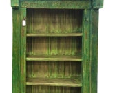 Antique Rustic Bookcase Hand Carved Teak Arch 4 Shelves Bookshelf India Furniture