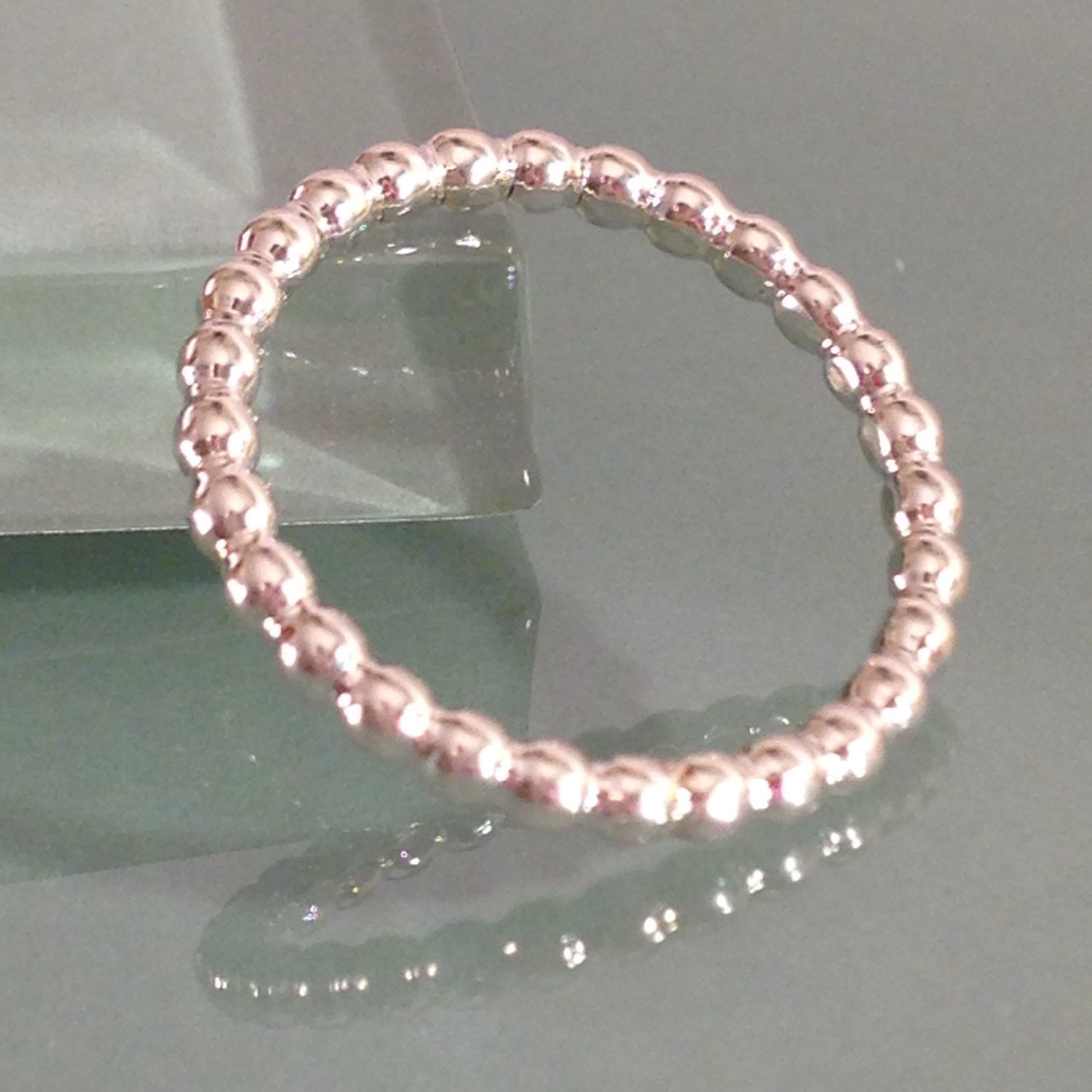 Sterling Silver beaded ring stackable ring by EllynBlueJewelry