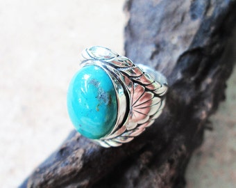 Royal handmade Silver Ring with blue Turquoise - Statement Silver Turquoise Ring - Original Blue Turquoise Ring