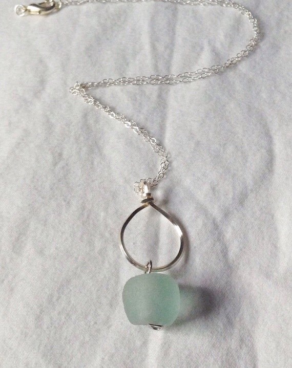 Items similar to Green Glass Charm Necklace on Etsy