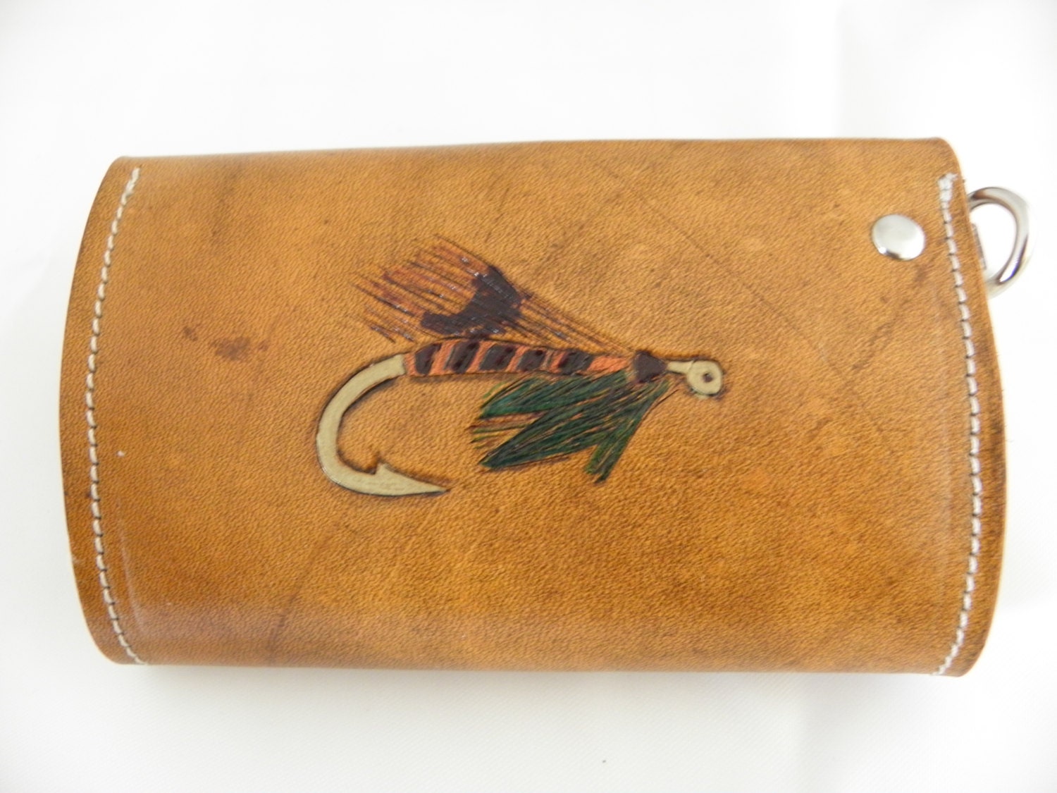 Custom Tooled Leather Fly Fishing Wallet Case with by GotStyleNow