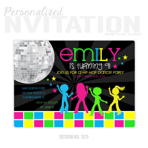 Disco Party Invitations Kids Dance Party by PinkPickleParties