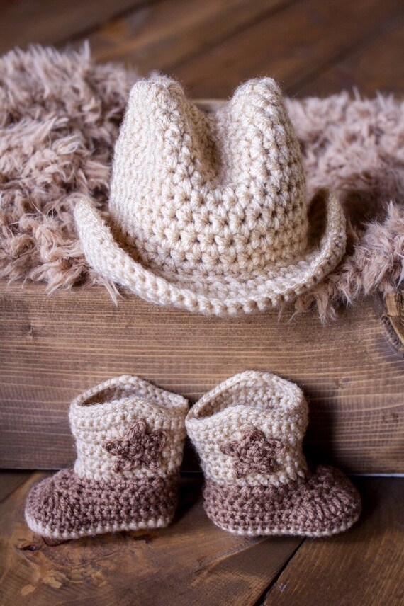 Baby Boy Cowboy Hat & Boots / Newborn Photo Prop / Sitter